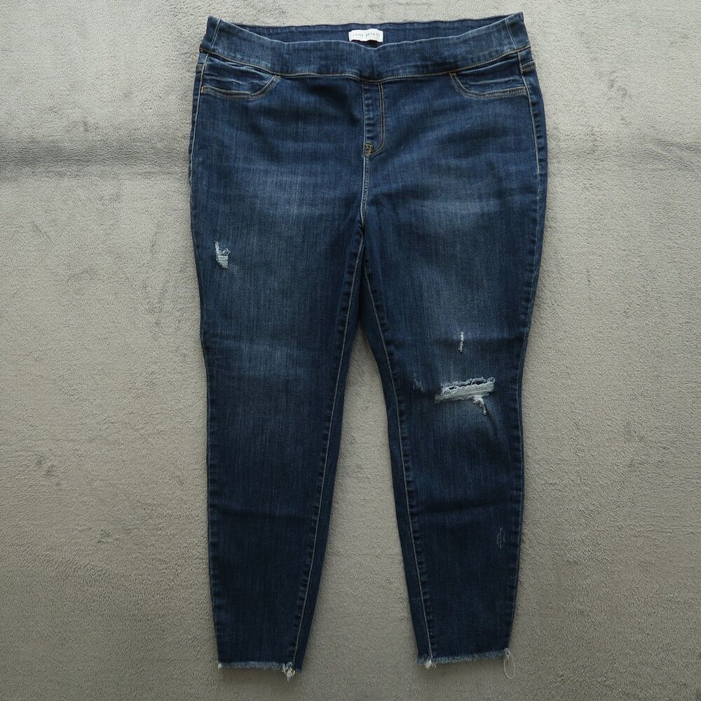 Lane Bryant Pull On Jegging Women's Size 22 Blue High-Rise 28" Inseam Distressed